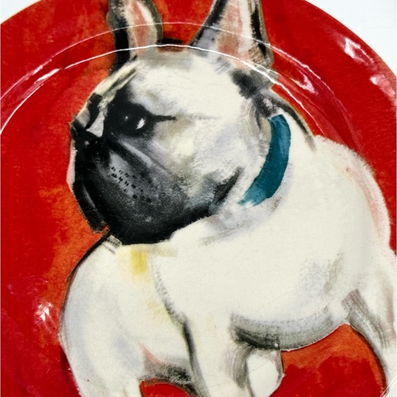 Anthropologie x Sally Muir Set-of-2 Dog-A-Day French Bulldog Plates - Picture 4 of 8